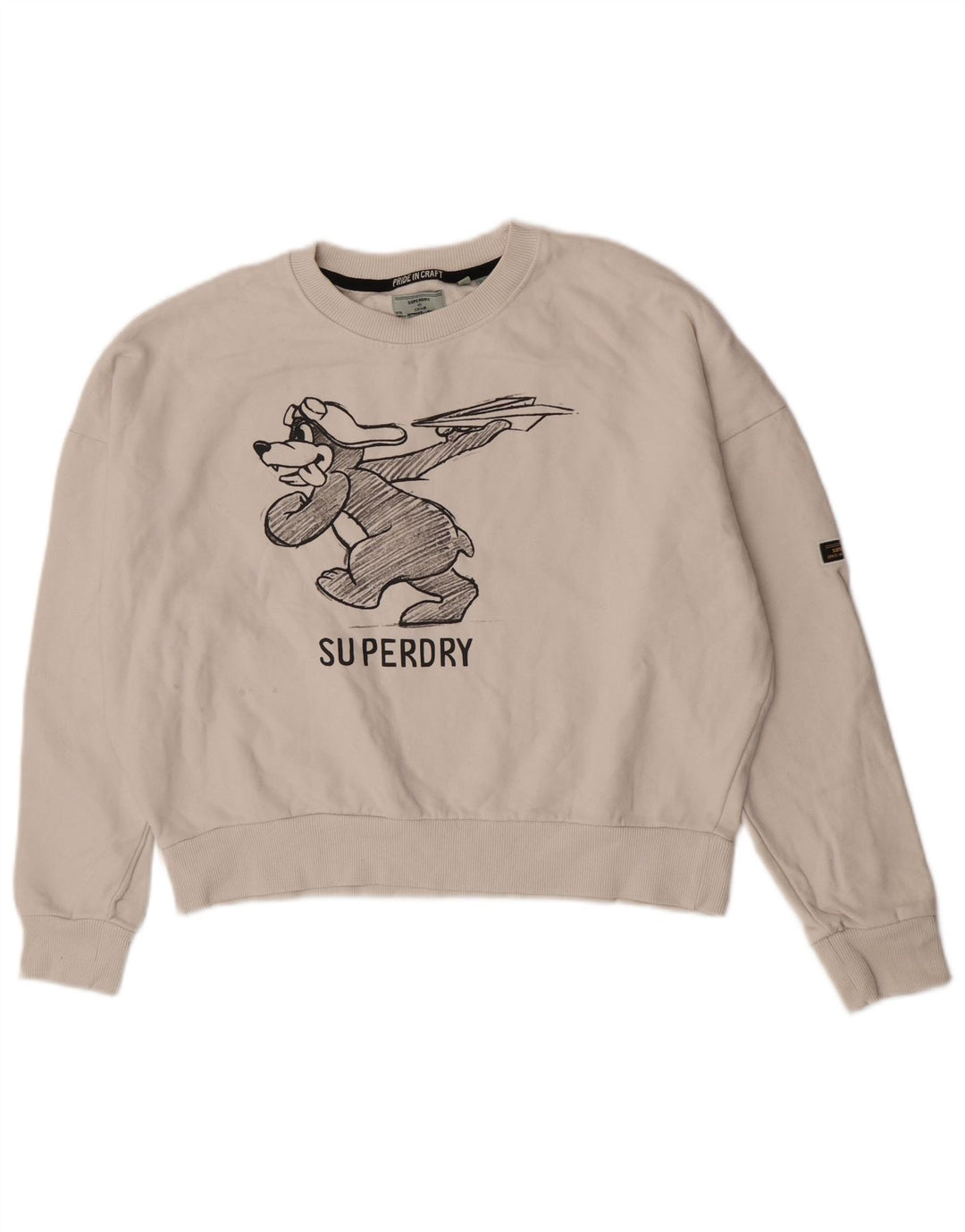 Damski sweter oversize Superdry Graphic UK 16, duży, biały
