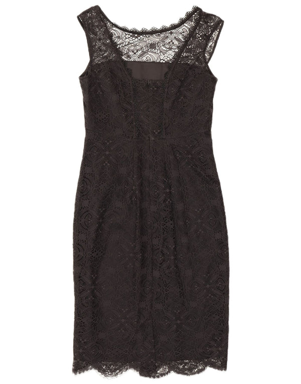 Damska obcisła sukienka bez rękawów Monsoon UK 10, mała czarna w kwiaty, nylon