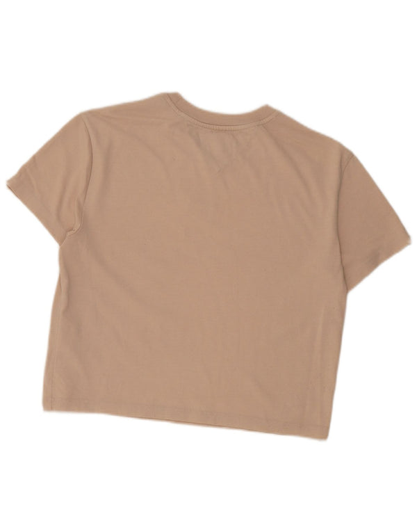Damska koszulka Crop Top Tommy Hilfiger UK 6 XS, beżowa, bawełniana