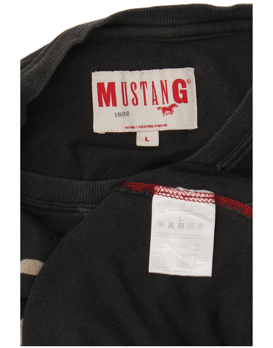 Męska bluza z grafiką Mustang, duża, czarna, bawełniana