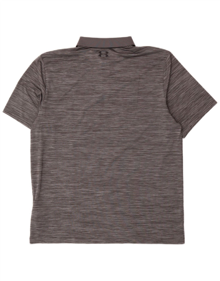 Męska koszulka polo Under Armour, duża, szara, poliestrowa w prążki