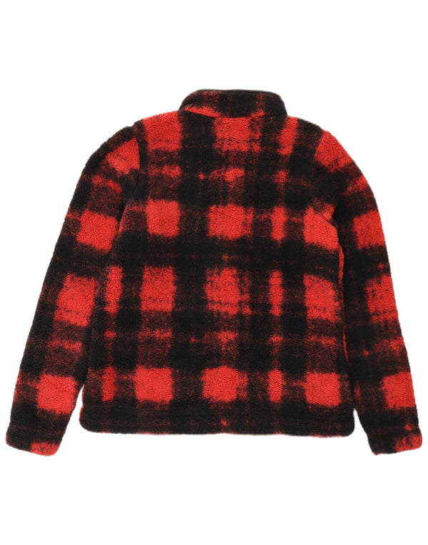 Damski sweter polarowy COLUMBIA z zamkiem błyskawicznym UK 14, poliester w czerwoną kratę