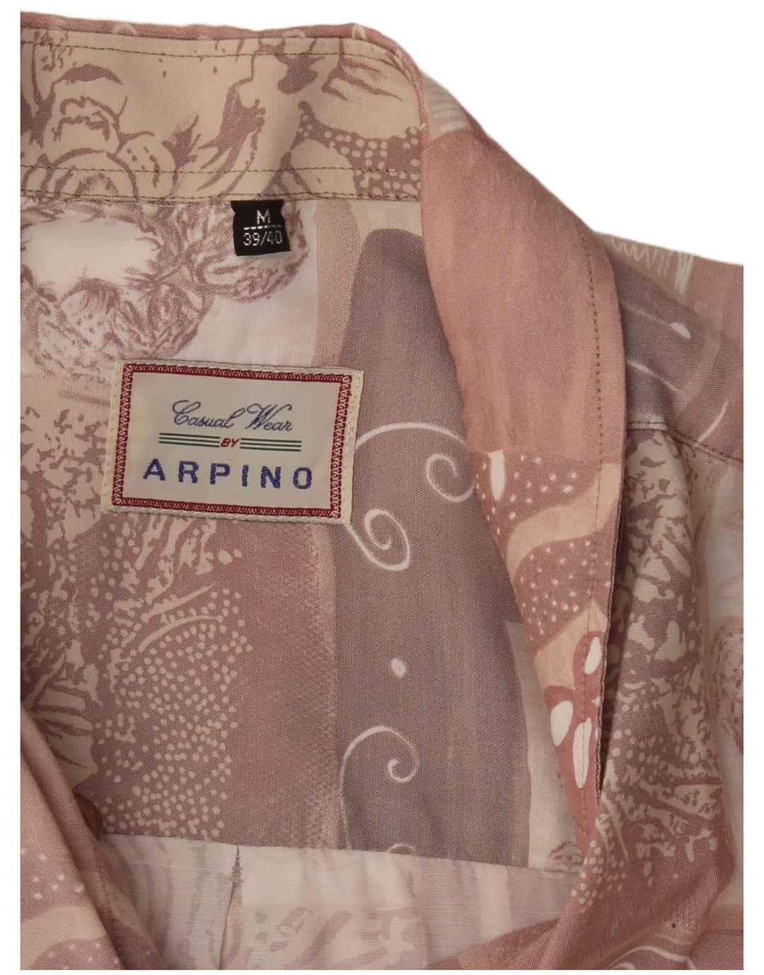 Koszula męska z krótkim rękawem ARPINO, rozmiar 39/40, średni różowy patchwork