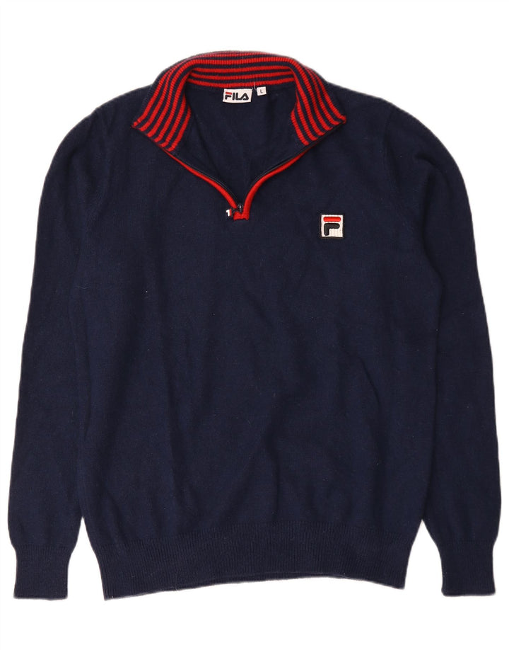 Męski sweter Fila z zamkiem błyskawicznym, duży granatowy nylon