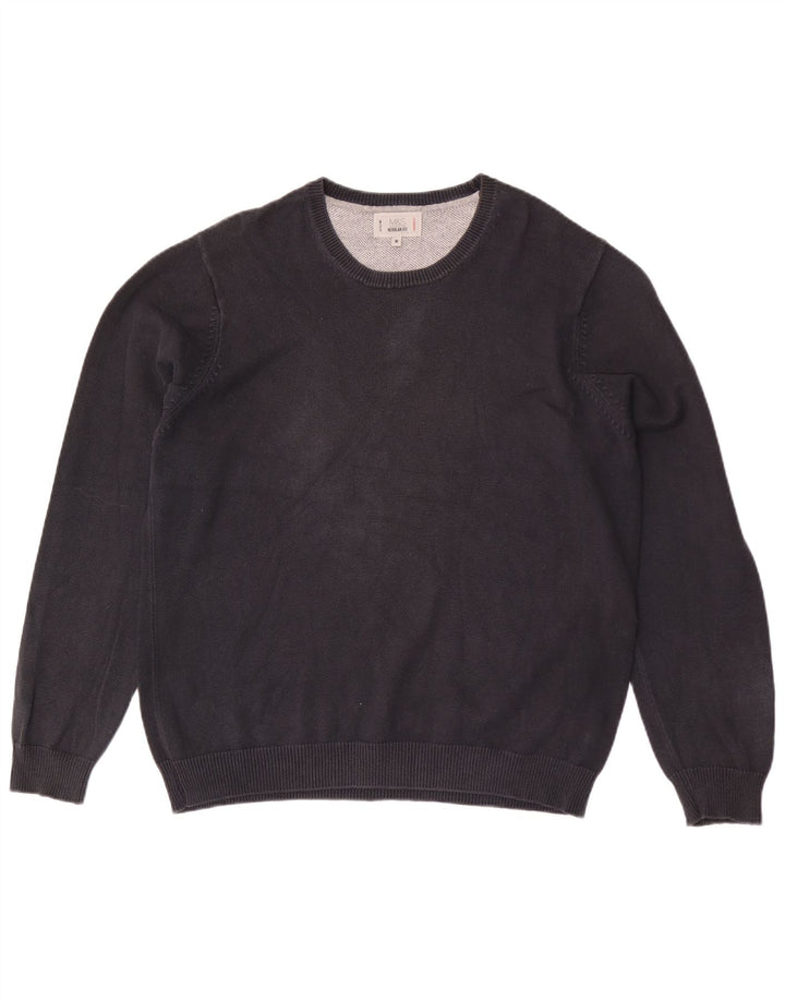 Męski sweter z okrągłym dekoltem Marks & Spencer o regularnym kroju, średni czarny