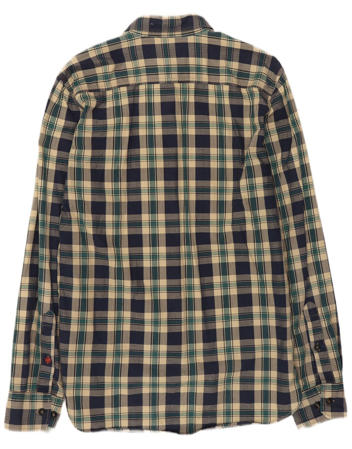 Męska koszula flanelowa JACK & JONES, bawełniana, w średnią granatową kratkę