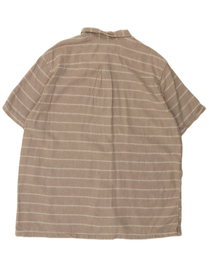 EDDIE BAUER Męska koszula z krótkim rękawem o klasycznym kroju 2XL Szara, lniana w paski