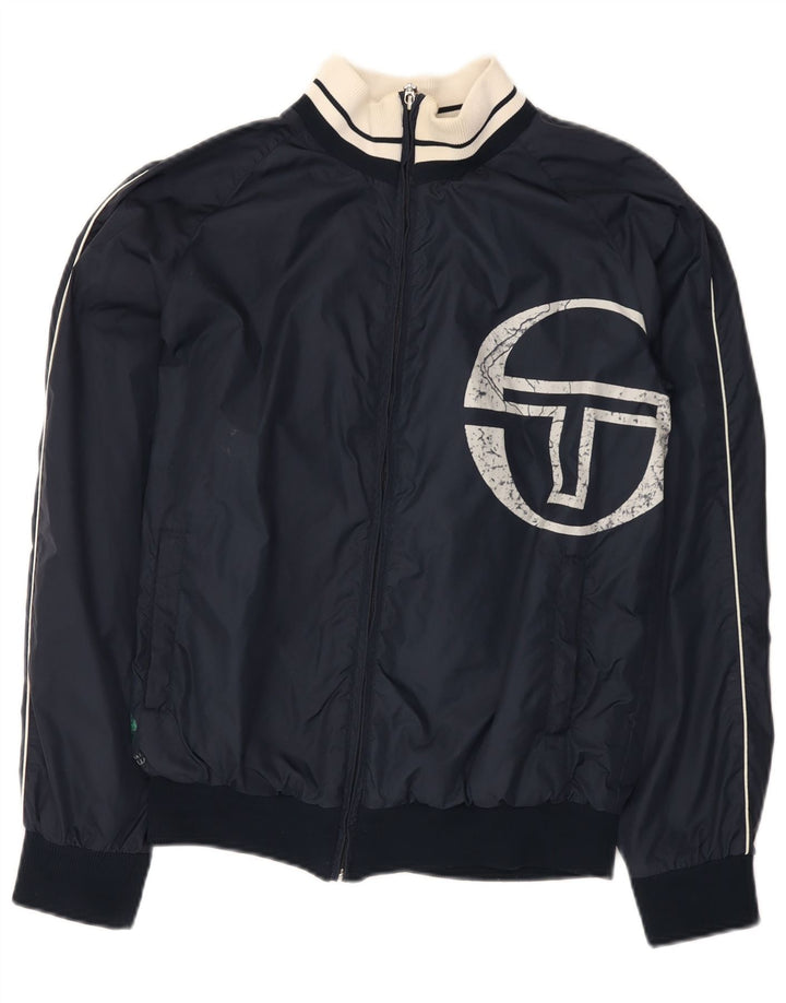 Męska kurtka dresowa Sergio Tacchini z grafiką, mała, granatowa, poliamidowa