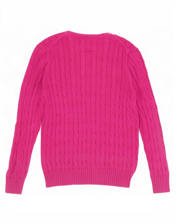 Sweter damski Polo Ralph Lauren z wycięciem pod szyją, UK 12, średni różowy bawełniany