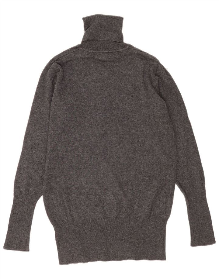 Damski sweter z wywijanym dekoltem Zara UK 12 Średni szary sztuczny jedwab