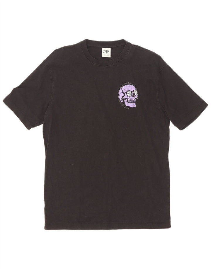 Męski T-shirt z grafiką Zara, mały, czarny, bawełniany