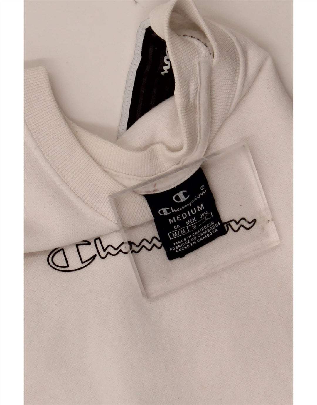 CHAMPION Mens Graphic Sweatshirt Jumper Medium White Colourblock