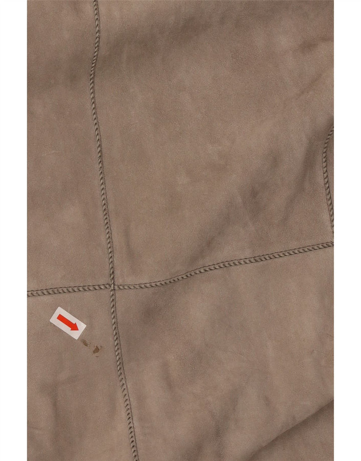 VINTAGE Womens Longline Suede 3 Button Blazer Jacket IT 46 Large Grey