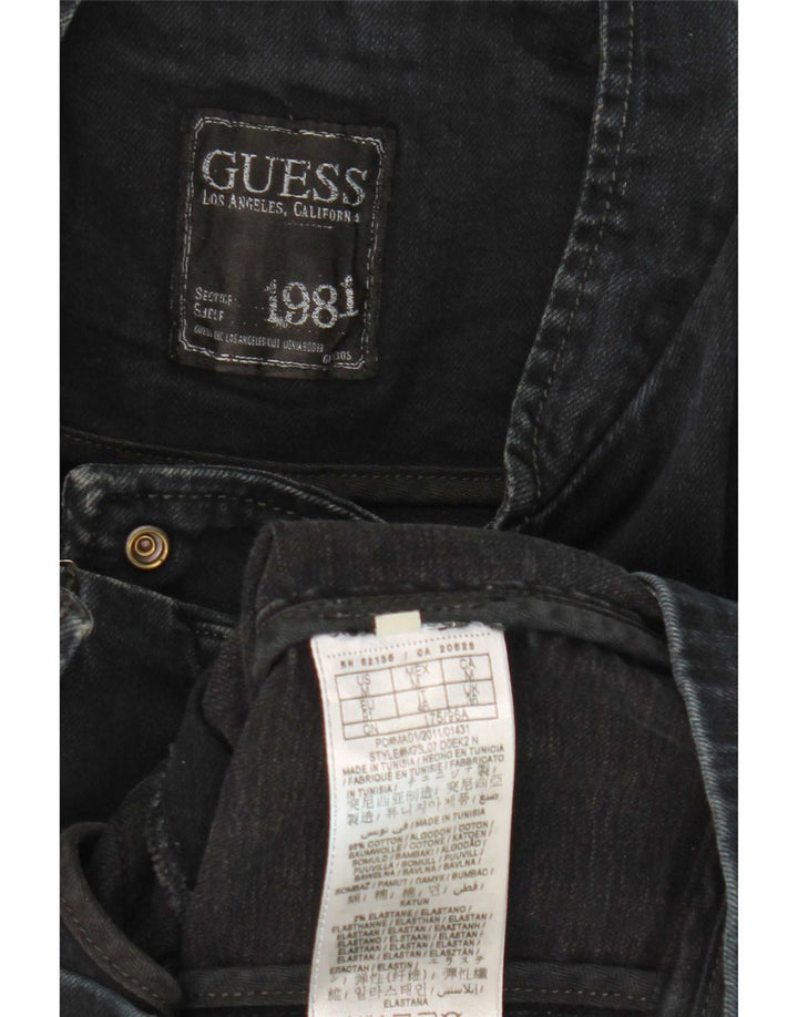 Męska kurtka jeansowa Biker Guess UK 36, mała, czarna, bawełniana