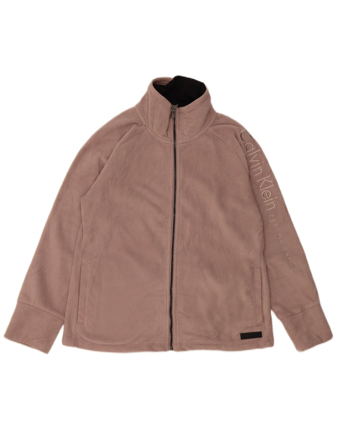 Damska kurtka polarowa CALVIN KLEIN Graphic UK 16, duża, różowa, poliester