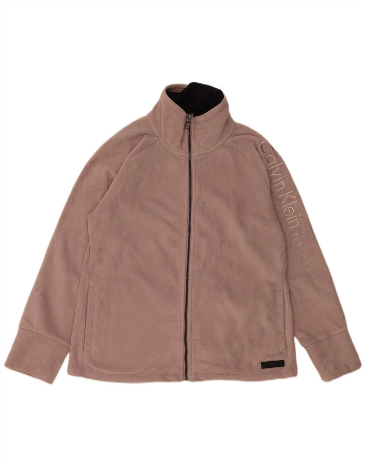 Damska kurtka polarowa CALVIN KLEIN Graphic UK 16, duża, różowa, poliester