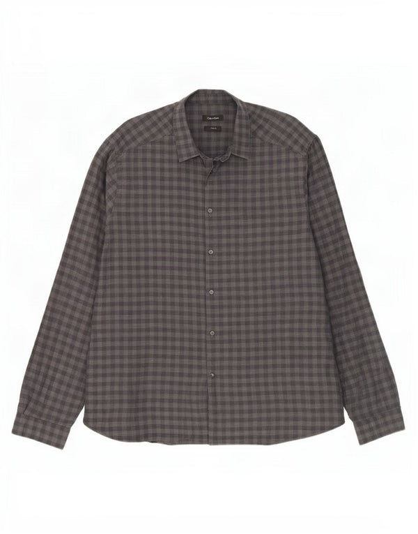 Koszula męska Calvin Klein Slim Fit 2XL, szara bawełniana kratka