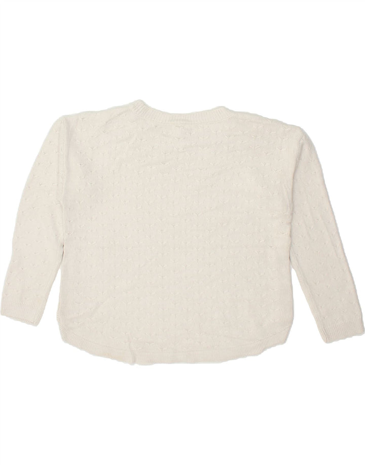 FAT FACE Womens Oversized Boat Neck Jumper Sweater UK 12 Medium White Vintage Fat Face and Second-Hand Fat Face from Messina Hembry 