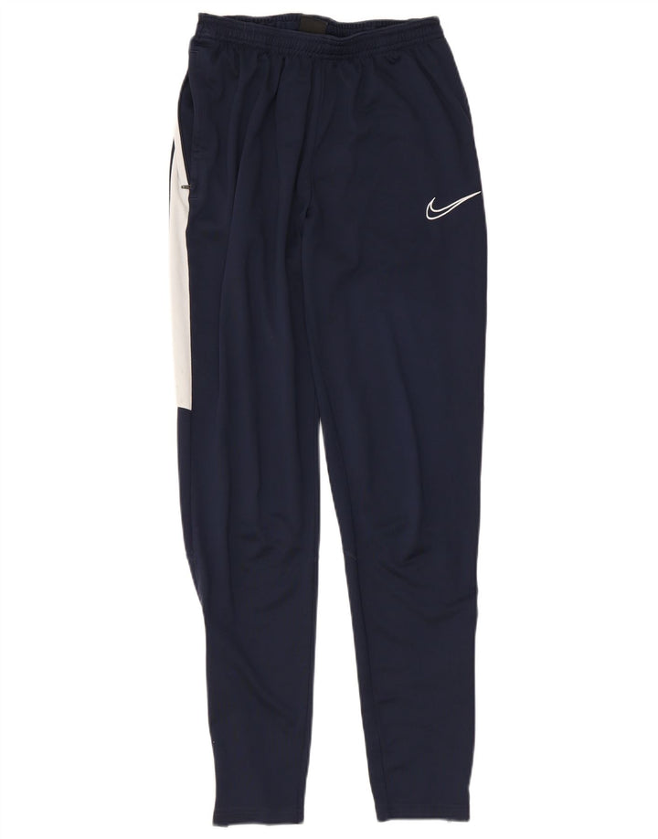 Męskie spodnie dresowe Nike Dri Fit, małe, granatowe, z poliestru w blokach kolorów