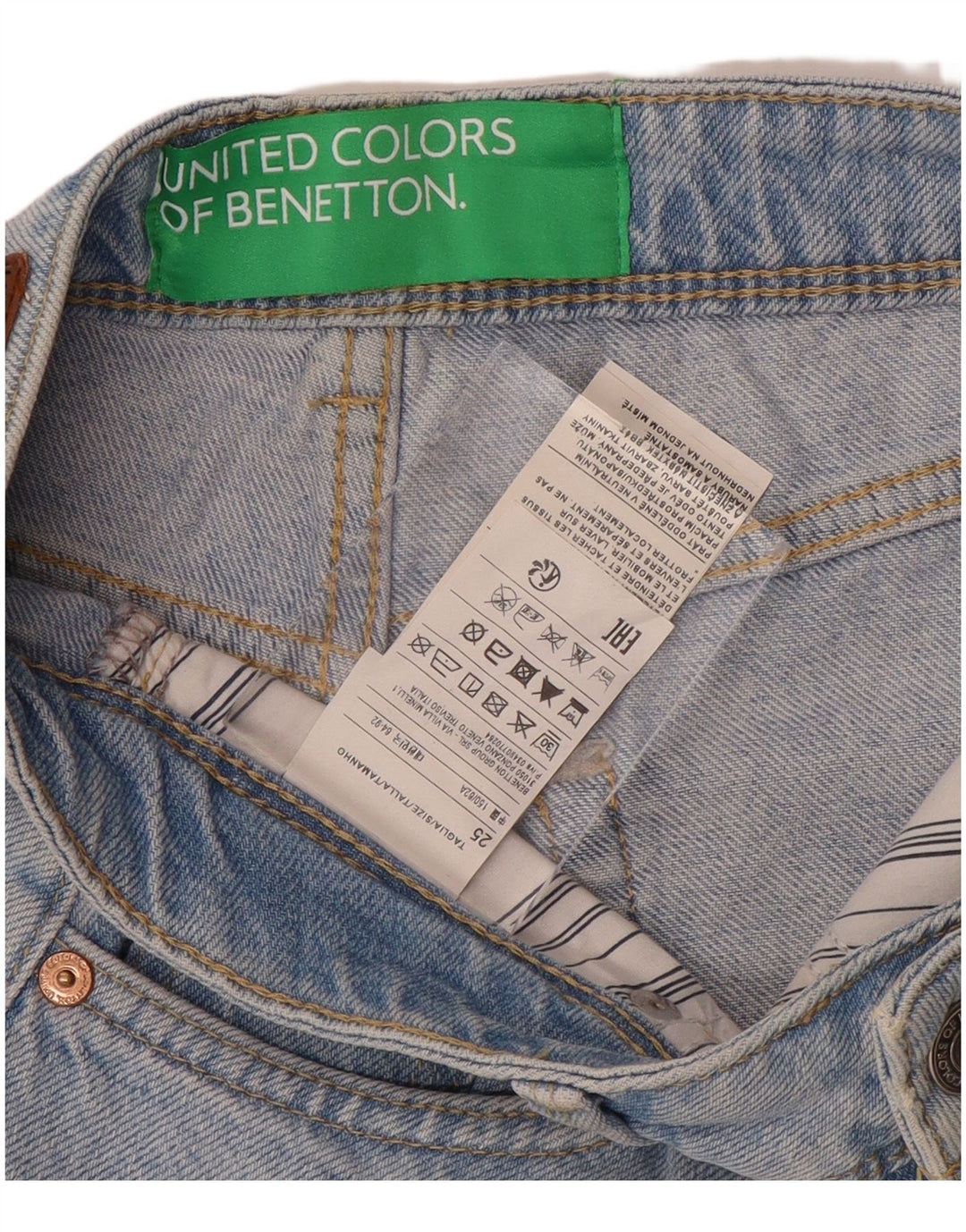 Damskie spodenki jeansowe BENETTON W25 XS, niebieskie, bawełniane