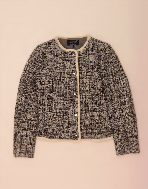 Armani Jeans Womens 5 Button Blazer Jacket US 10 Large Blue Flecked Acrylic