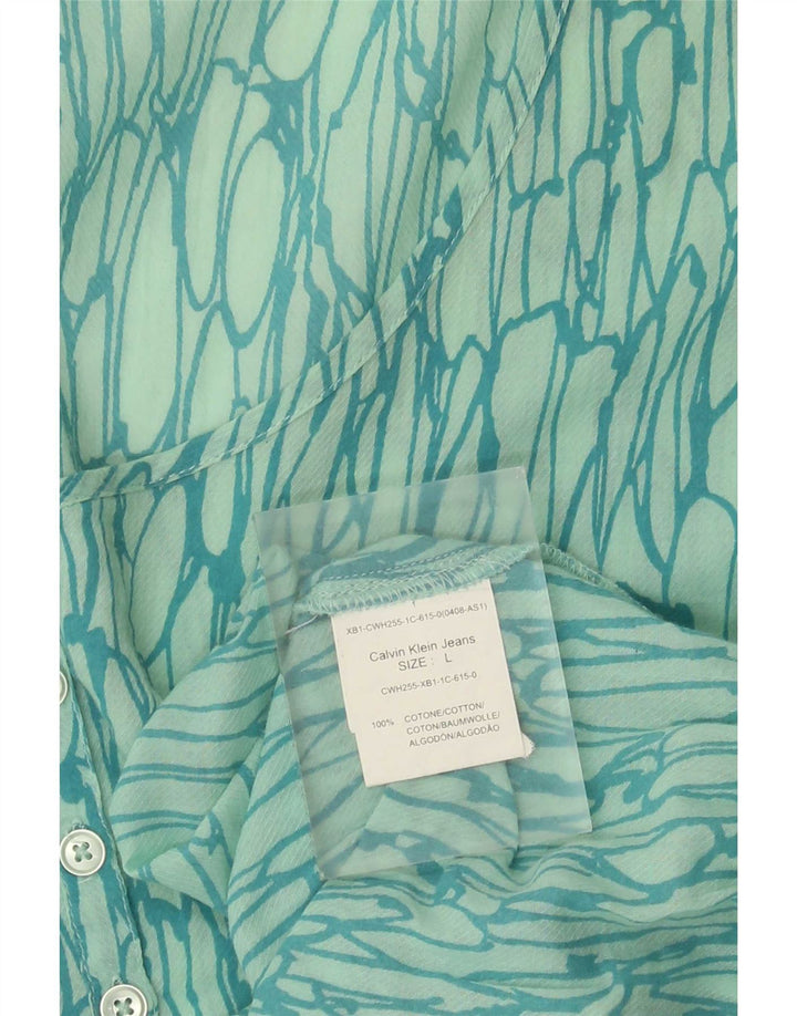 Bluzka damska Calvin Klein Jeans z abstrakcyjnym wzorem, UK 16, duża, zielona