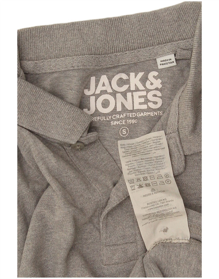 Męska koszulka polo Jack & Jones, mała, szara, bawełniana