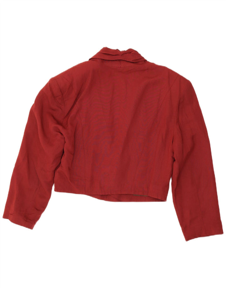 Vintage damska marynarka typu oversize, zapinana na 3 guziki, UK 14, średni bordowy