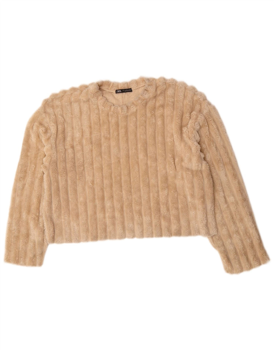Damski sweter oversize ZARA z polaru UK 10, mały, beżowy