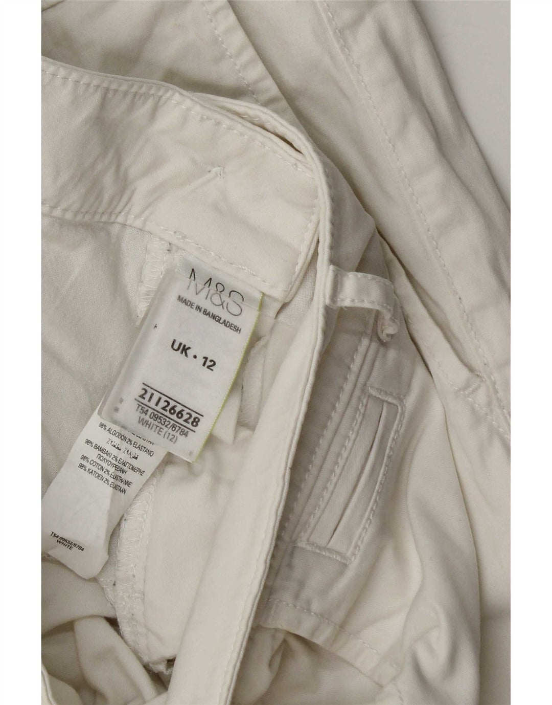 Marks & Spencer Damskie spodnie Chino UK 12 Medium W32 L30 Białe
