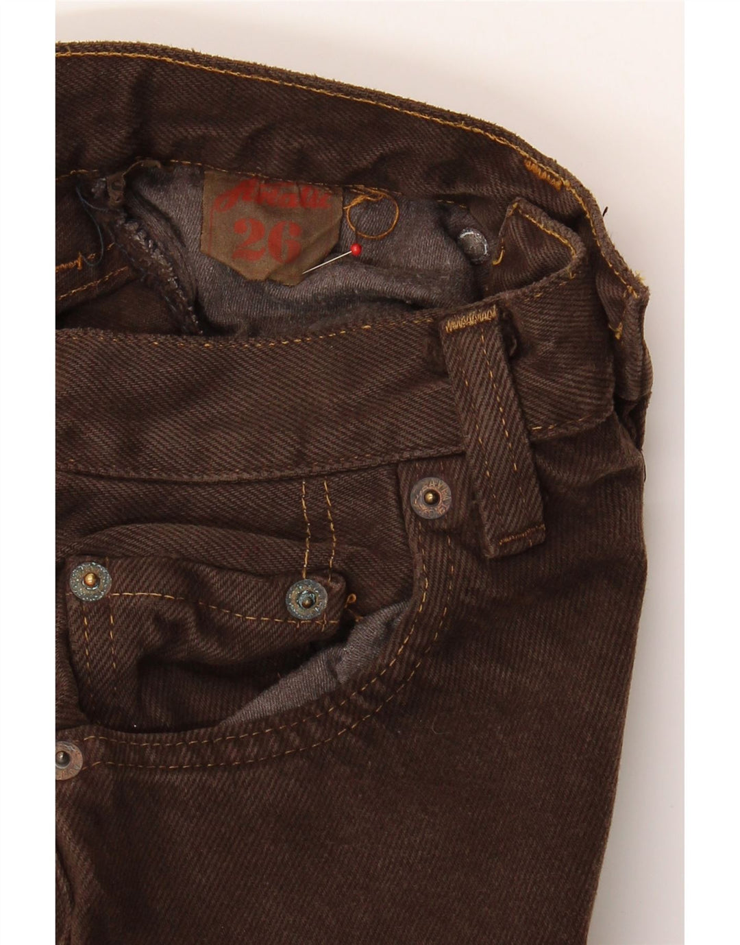 AVIATIC Womens High Waist Jeans W26 L31 Brown