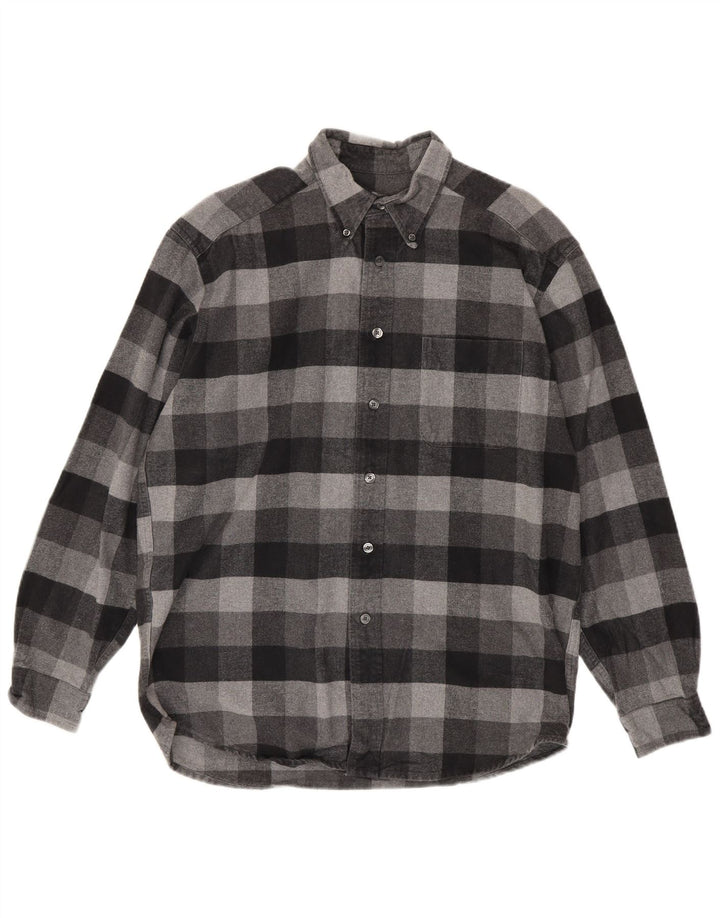 Męska koszula flanelowa Eddie Bauer, średnia szara bawełna w kratkę
