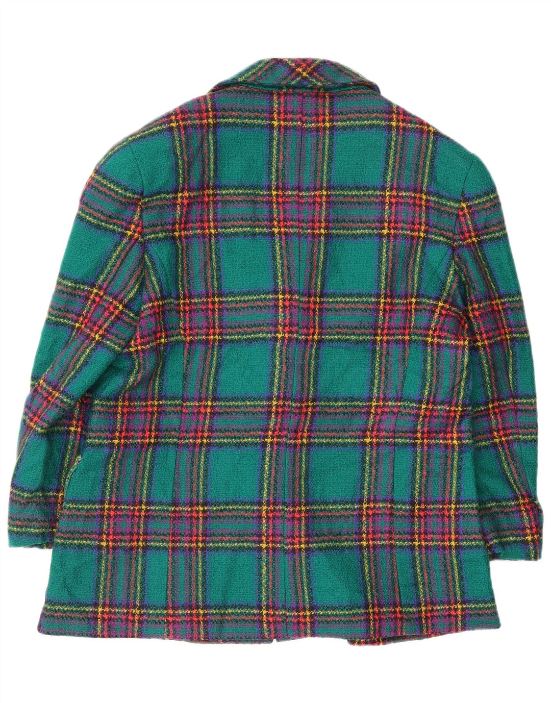 Vintage damska marynarka zapinana na 3 guziki UK 14, średnia zielona kratka