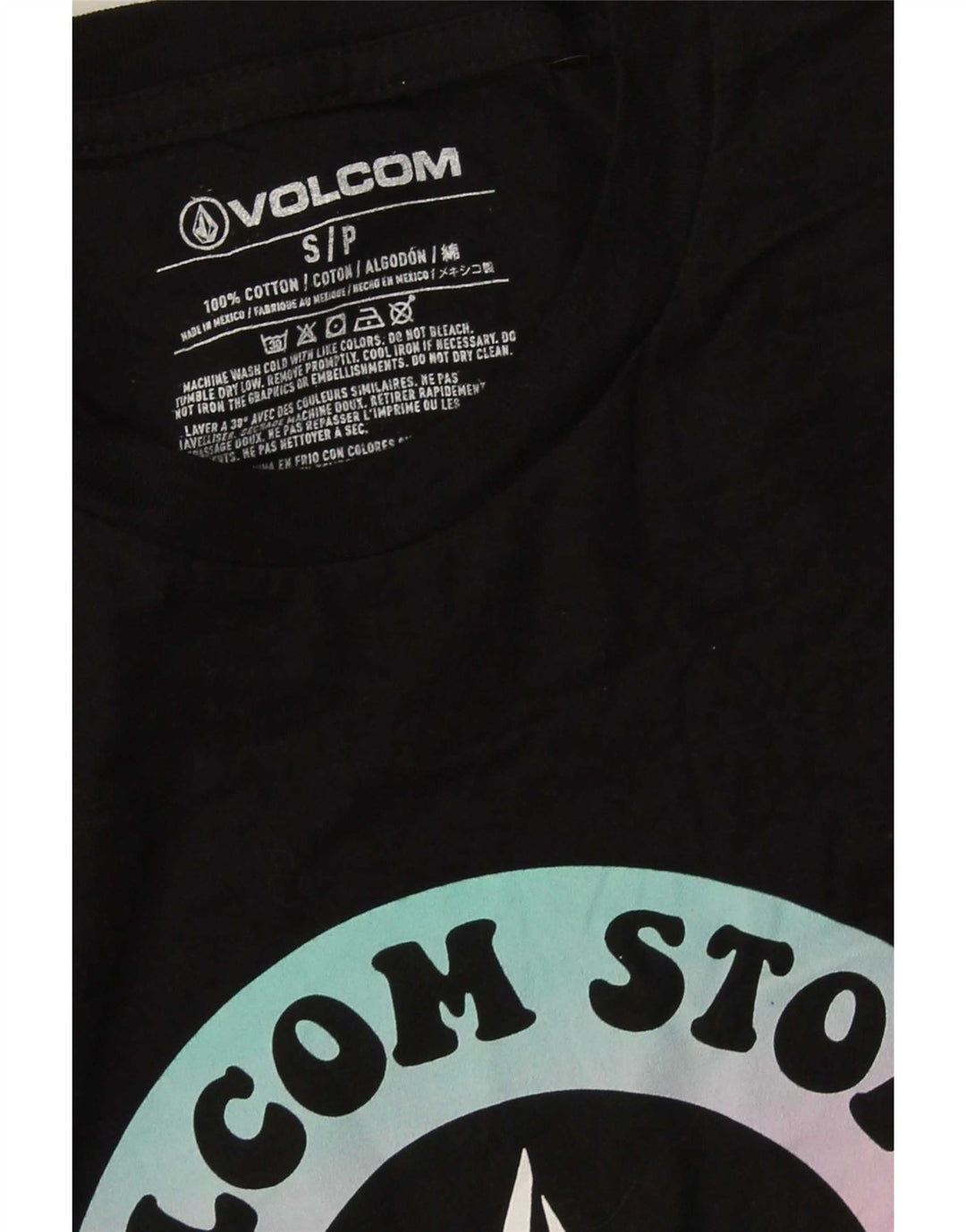 Męski T-shirt z grafiką Volcom, mały, czarny, bawełniany