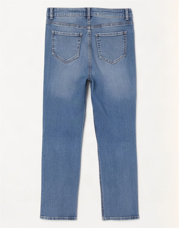 Damskie jeansy Crop Straight White Stuff UK 10 Small W28 L24 Niebieskie bawełniane
