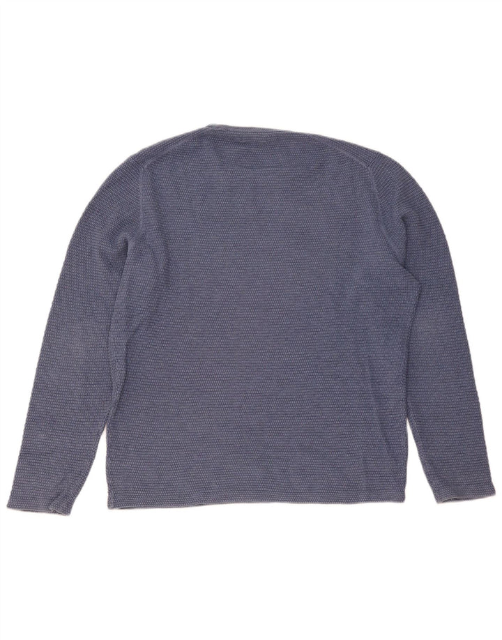 Męski sweter Massimo Dutti z okrągłym dekoltem, duży, niebieski, bawełniany