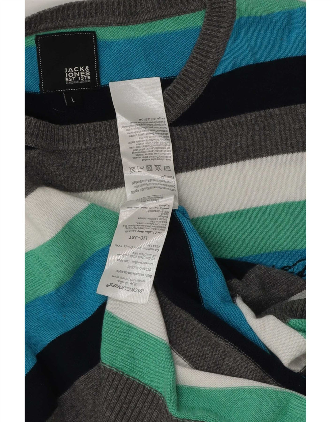 Męski sweter Jack & Jones z okrągłym dekoltem, duże, wielokolorowe paski