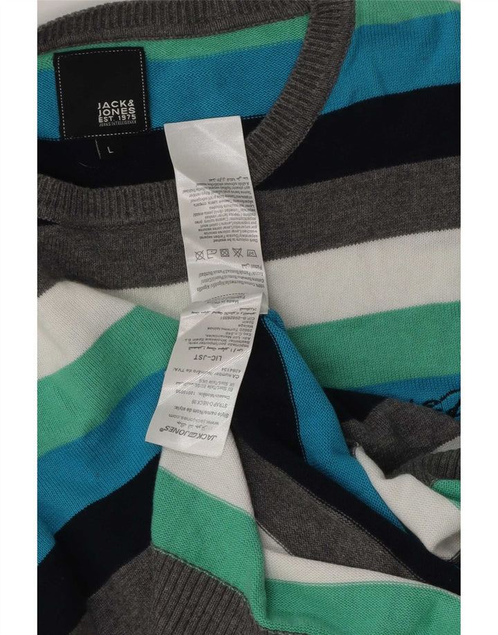 Męski sweter Jack & Jones z okrągłym dekoltem, duże, wielokolorowe paski