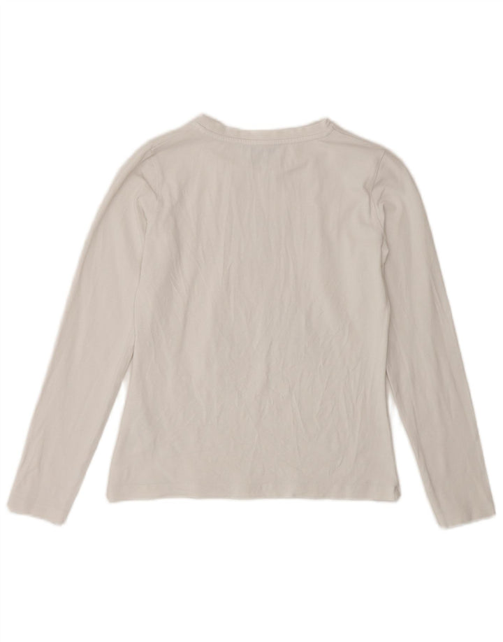 PATRIZIA PEPE Dziewczęcy graficzny top z długim rękawem 7-8 lat XL, biała bawełna