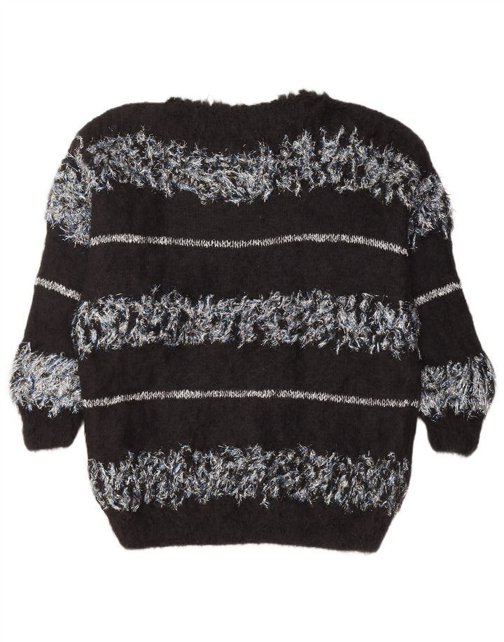 Sweter damski VINTAGE z dekoltem w łódkę UK 18 XL w czarne paski