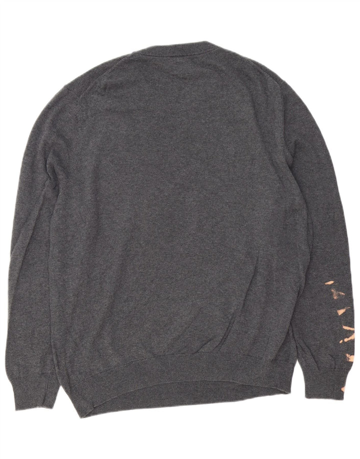 Męski sweter z okrągłym dekoltem John Lewis, duży, szary, bawełniany
