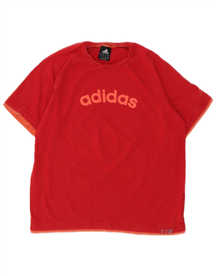 Męski T-shirt z grafiką ADIDAS, duży, czerwony, bawełniany