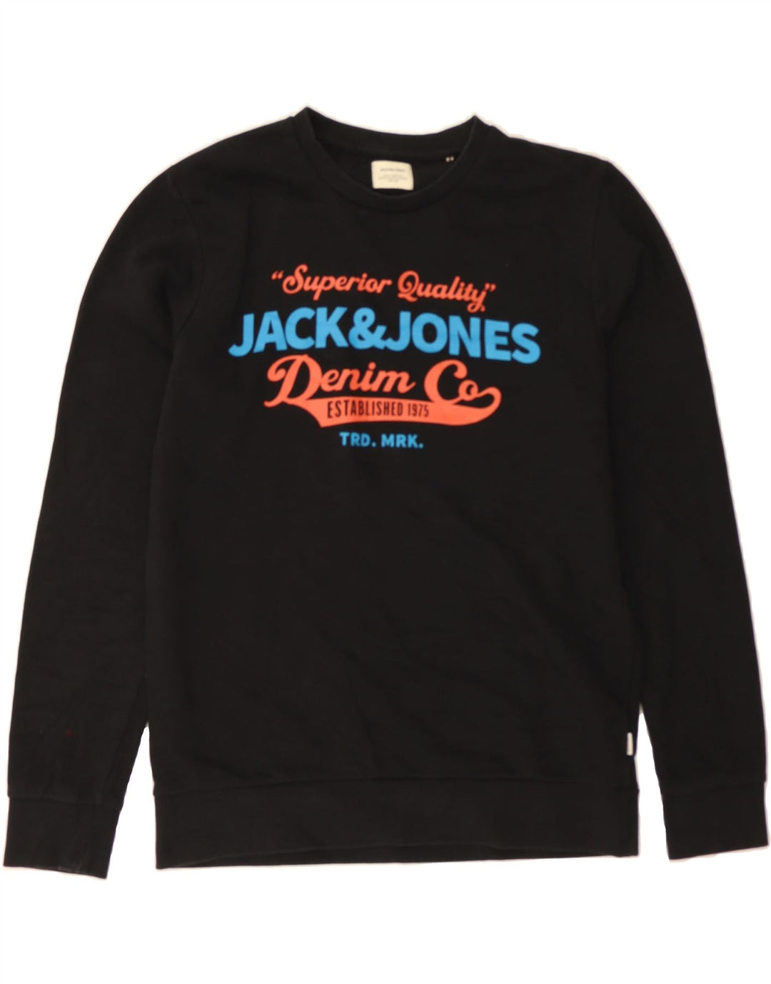 JACK & JONES Mens Graphic Sweatshirt Jumper Medium Black Cotton Vintage Jack & Jones and Second-Hand Jack & Jones from Messina Hembry 