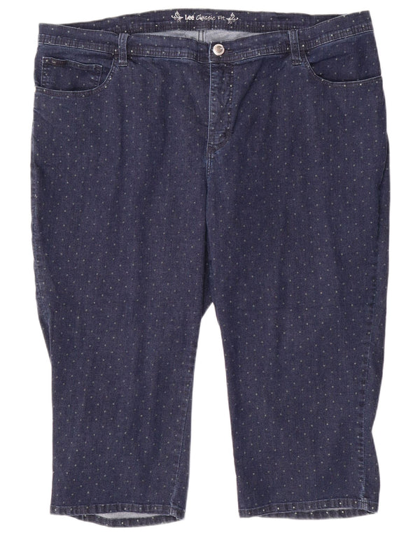 Damskie jeansy Capri LEE o klasycznym kroju US 24 4XL W48 L20 Bawełna w niebieskie cętki