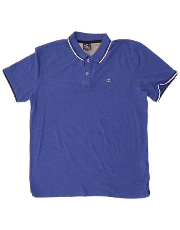 Champion Mens Polo Shirt XL Blue Striped Cotton