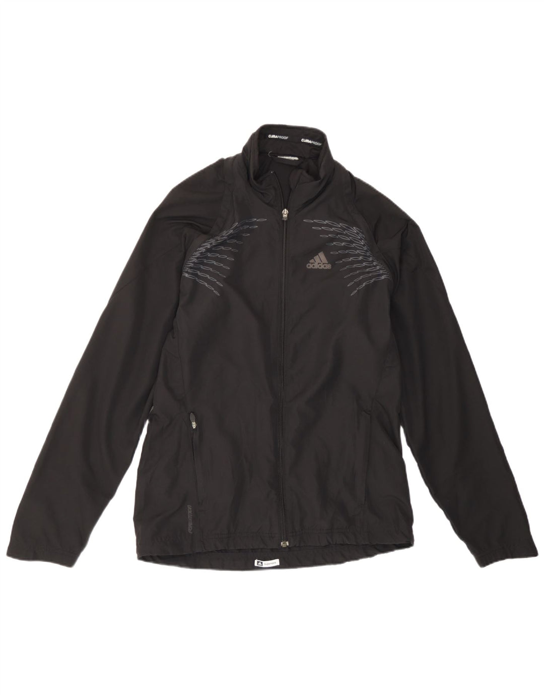 Damska kurtka dresowa Adidas Clima Proof UK 14, duża czarna geometryczna