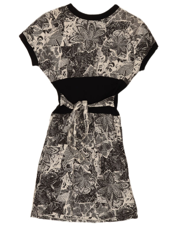 Damska sukienka w kształcie litery A w stylu vintage UK 12 Średni szary w kwiaty