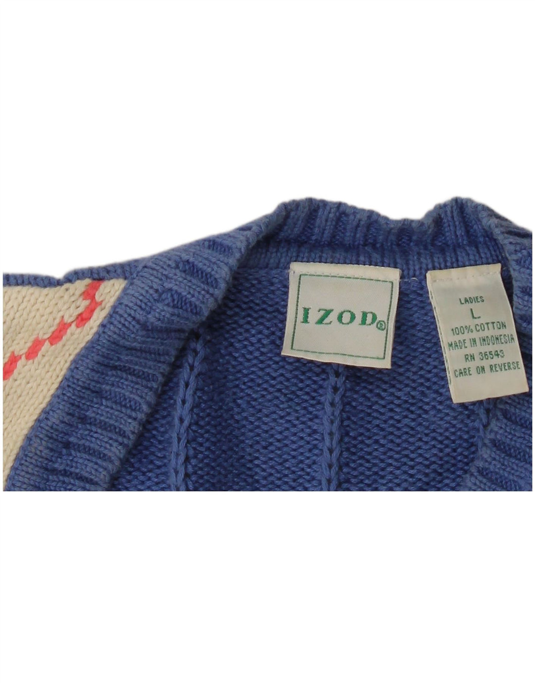 Bezrękawnik damski Izod UK 16, duży, niebieski Argyle/diamentowa bawełna