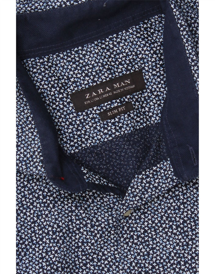 ZARA Mens Slim Fit Shirt Large Navy Blue Vintage Zara and Second-Hand Zara from Messina Hembry 