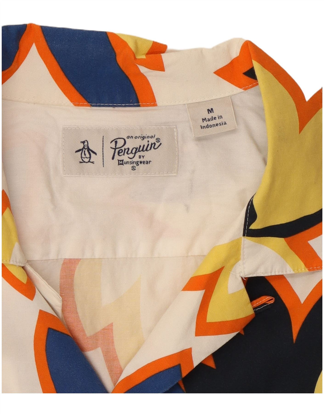 Męska koszula z krótkim rękawem Penguin, średnia, biała w kwiaty